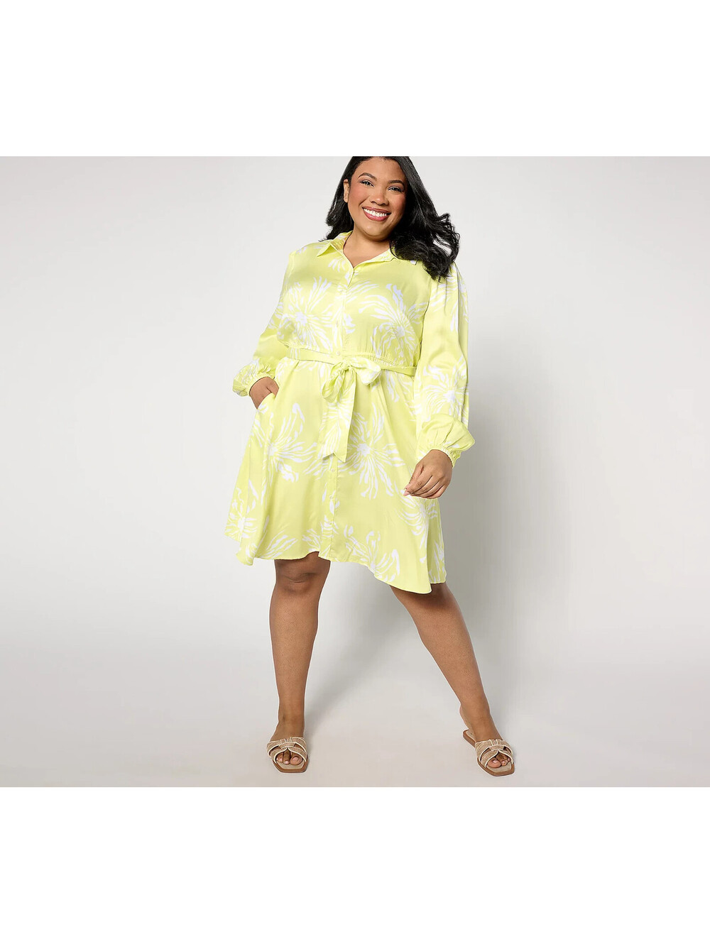 Destination 365 Regular Printed Shirtdress with Self Belt Size S